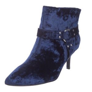 Opening Ceremony Dark Blue Velvet Ankle Boots NWT